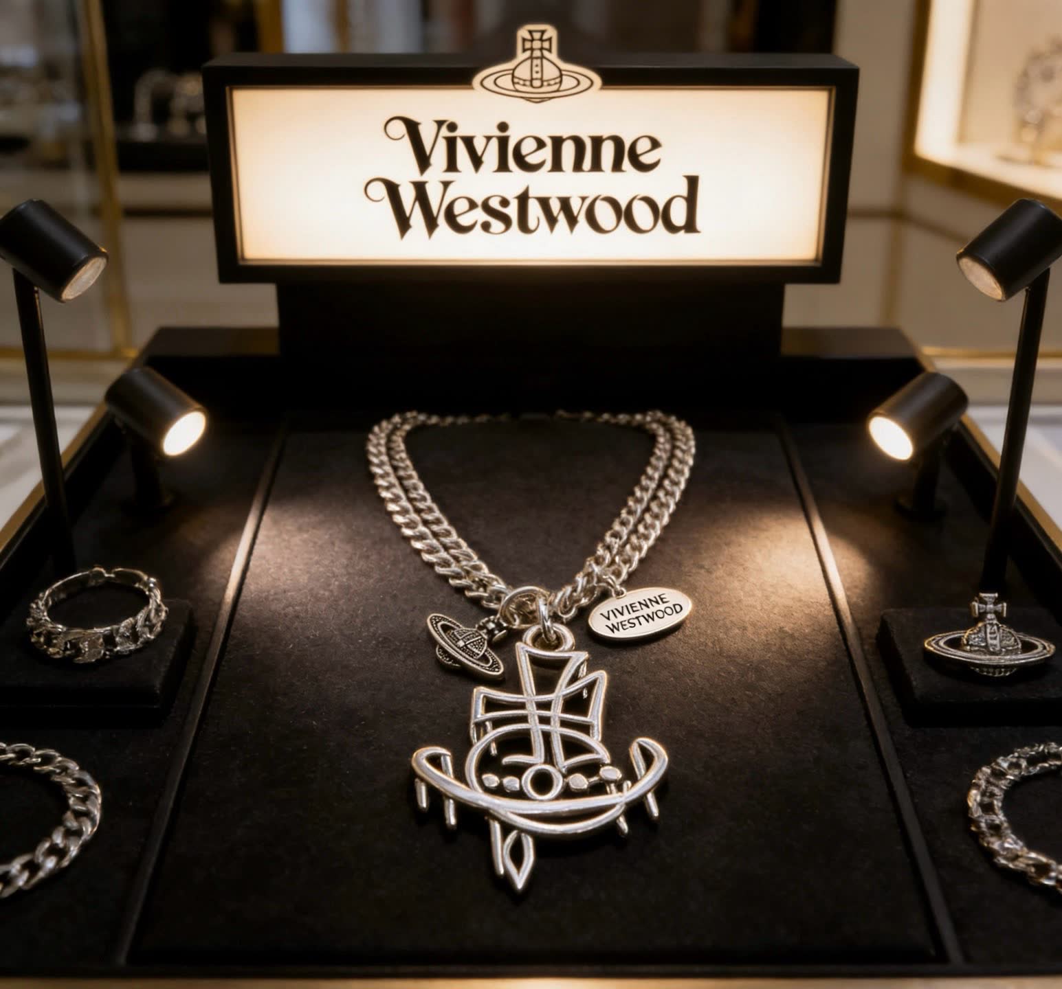 Vivienne Westwood Silver Chain with Logo Pendant